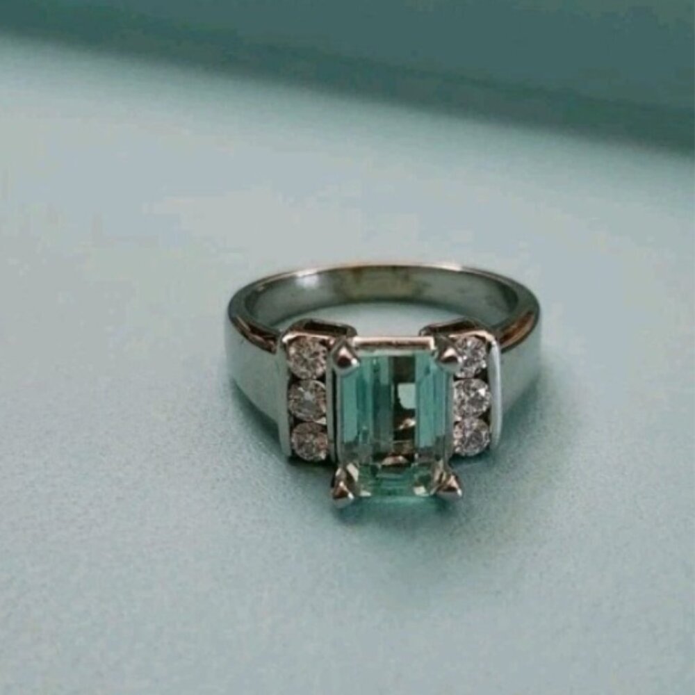 Emerald & Diamond Ring, 14K Gold